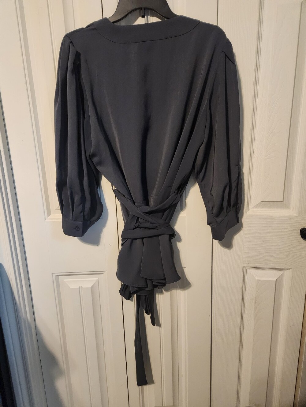 City Chic Charcoal Wrap Blouse with Ties - Picture 2 of 3